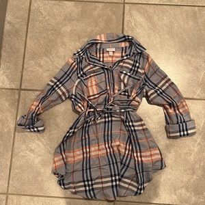 Plaid blue and pink and white dress shirt